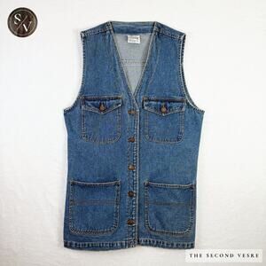Vintage Original Jordache Medium Wash Denim Vest With Pockets - Large